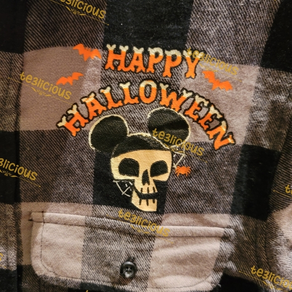DISNEY PARKS HALLOWEEN PLAID FLANNEL - Picture 3 of 4